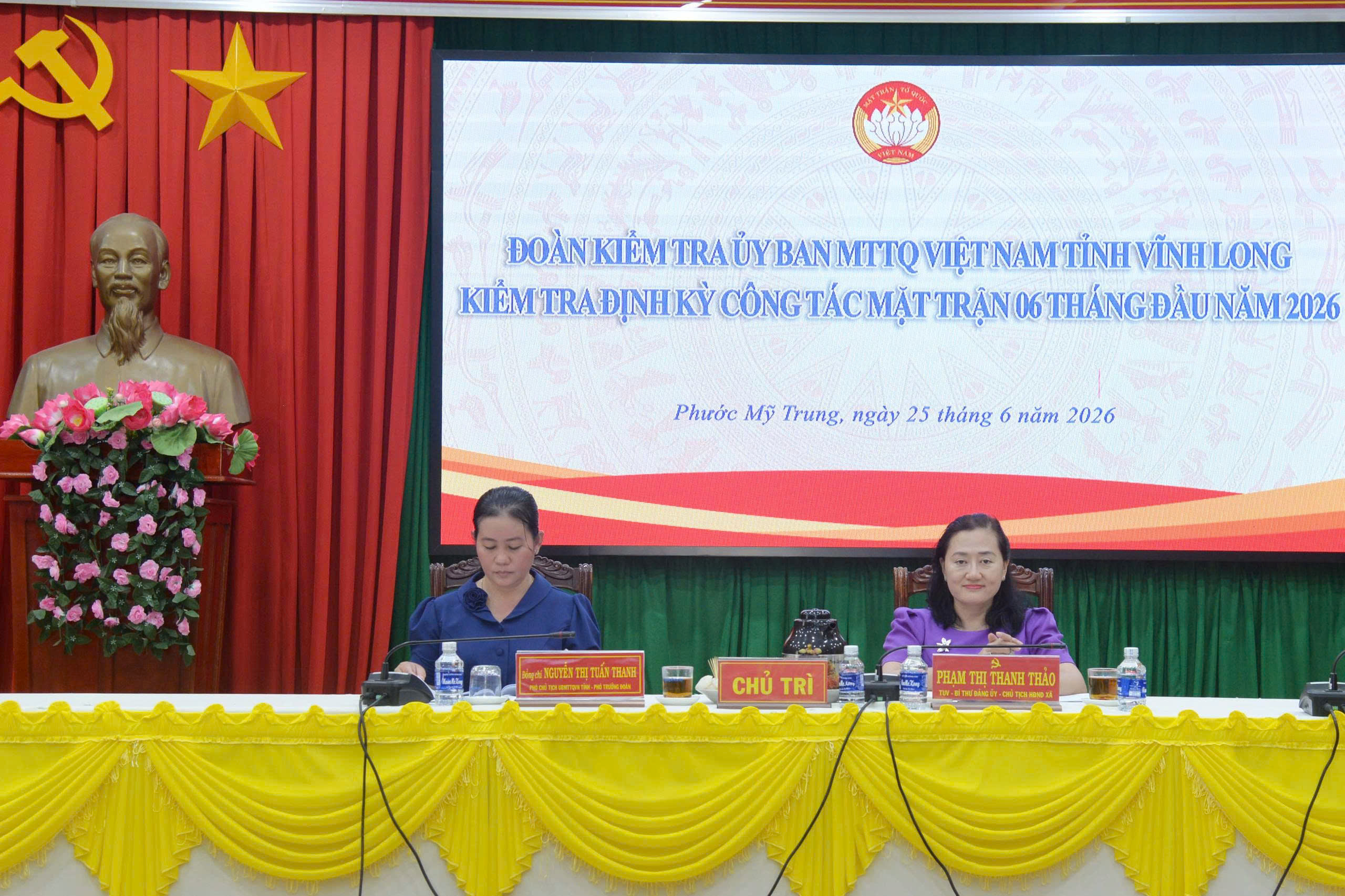 Ủy ban Mặt trận Tổ quốc Việt Nam tỉnh kiểm tra Công tác Mặt trận xã Phước Mỹ Trung 6 tháng đầu năm 2026