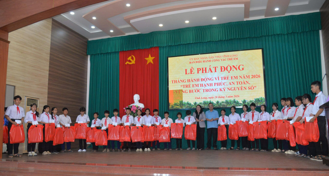 UBND tỉnh Vĩnh Long tổ chức lễ phát động Tháng hành động vì trẻ em năm 2026